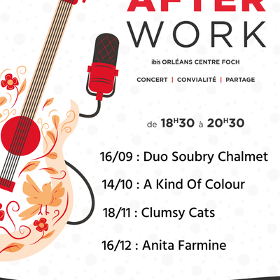 AFTER WORK MUSICAL un jeudi par mois à l’Hôtel ibis Orléans Centre / PROGRAMMATION de septembre à décembre 2021