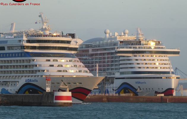 Départ des AIDAbella et AIDAperla au Havre le 08/10/2019.