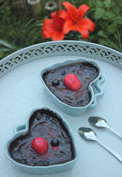 Fondant au chocolat et fruits rouges 