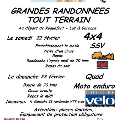 Rando 4X4, SSV, moto et quad, l'association TT Riders le 22 et 23 février 2020, Téléthon 2019