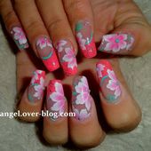 Nail art fleurs, nail art girly, nail art octobre rose