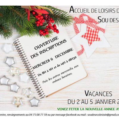 INSCRIPTIONS POUR LES VACANCES DE NOEL