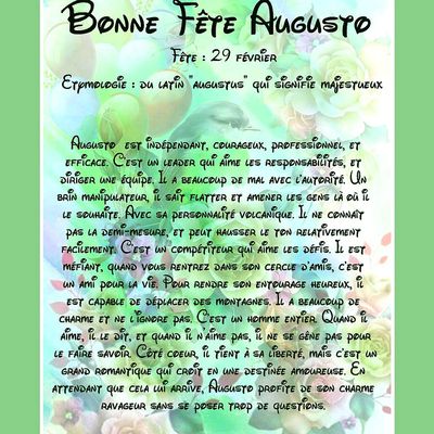 Carte Bonne Fête Augusto - 29 février