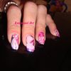 Nail art water marble rose blanc violet