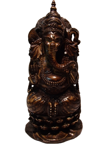 Artisanat indonésien provenant de Bali et Yogyakarta. Statues zen de Bouddha et Ganesh en bois, résine et bronze.
