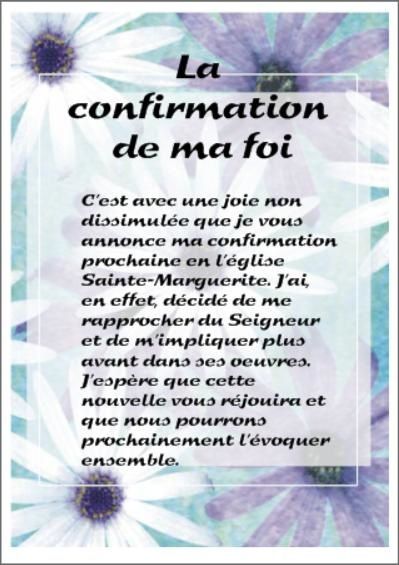 Cartes De Felicitations Pour Une Confirmation Lespace Dune Lettre
