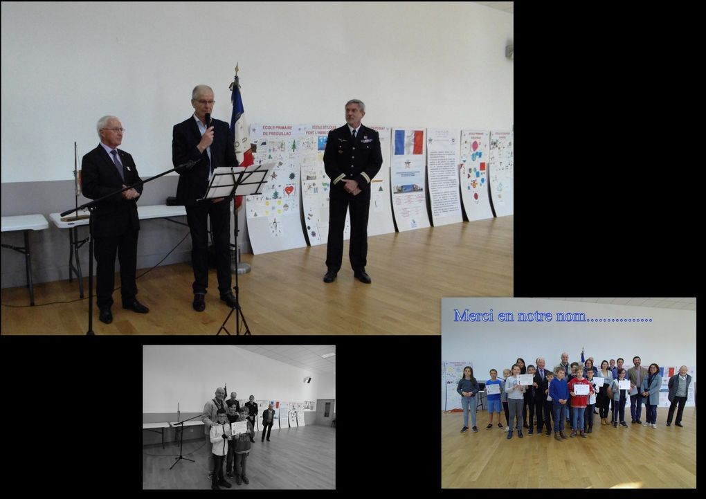 Le maire des Gonds reçoit Christian Schmitt, Amicale des Officiers de Réserve, qui nous présente les dessins et mots des enfants destinés au personnel de la défense et des militaires en opérations extérieures au service de la France et pour la Paix. Ainsi une cinquantaine de personnes, réunies autour d'une dizaine d'enfants des écoles, ont pu découvrir des copies couleurs des beaux dessins réalisés par des jeunes élèves de nos écoles de Saintes et de sa région.  23 classes,, de Corme Royal à Ecurat et de bien d'autres communes ont ainsi participé à cette réalisation humaine vers ces Français partis au loin, loin de leurs familles.