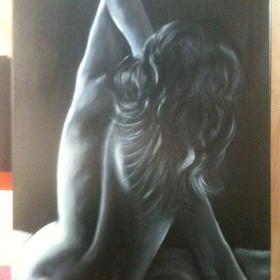 peinture a l'huile noir et blanc 