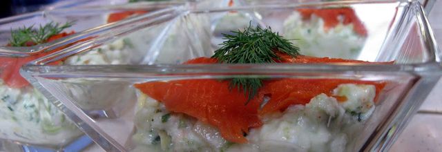 Verrines de crabe au saumon fumé