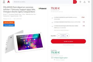 Bon plan tablette android chez Auchan : POLAROID Pack départ en vacances Infinite+ 7