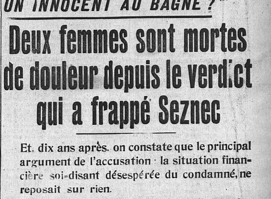 Affaire Seznec. La campagne hallucinante du juge Hervé dans L'Intransigeant de mai 1933 pour réhabiliter Guillaume Seznec..