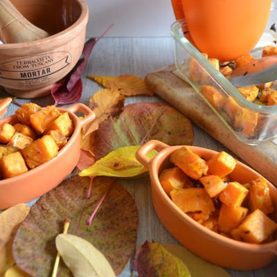 Dés de patate douce aux baies de timur (ou timut)