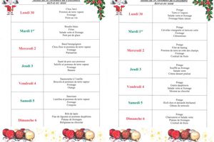 MENUS DU 30 NOVEMBRE AU 06 DECEMBRE