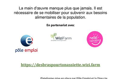 Le Covid 19 impacte aussi l'agriculture : pour l'emploi une plateforme mise en place