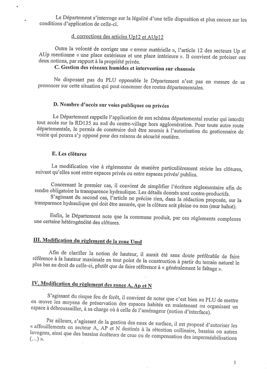 Avis Département et Etat (2ième Modif PLU)