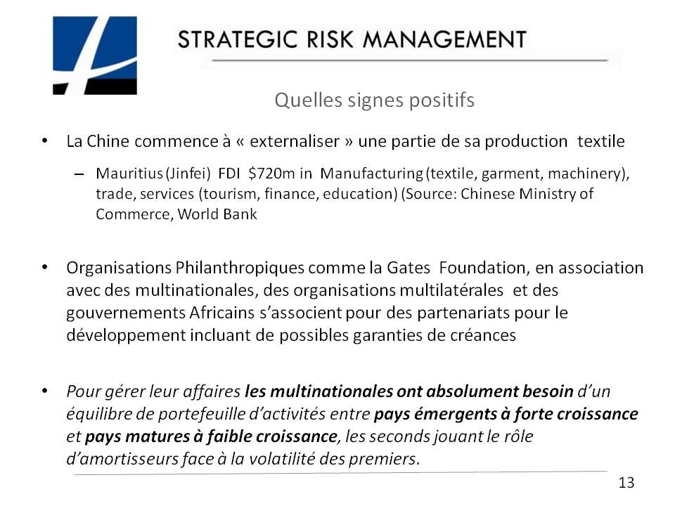 Revue des pistes susceptibles d'améliorer la gestion des risques de la filière coton par Jean-François CASANOVA - Président Directeur Général de STRATEGIC RISK MANAGEMENT