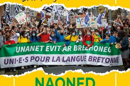 Manifestation « Langue Bretonne partout ! » organisée par Diwan au passage de la Redadeg !