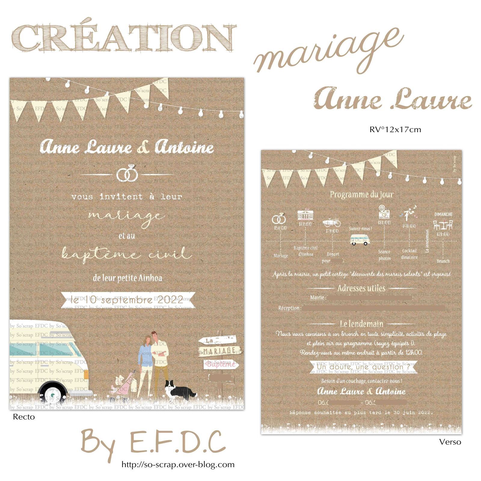 papeterie invitation faire part mariage personnalisation sur mesure création originale #efdcbysoscrap