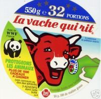 Etiquettes qui se trouvent surles boites de vache qui rit