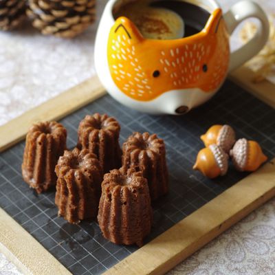 Minis cannelés chocolat/mascarpone coeur framboises