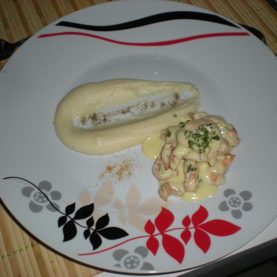 Poulet à la crème et aux herbes, onctueux de coeurs de palmier