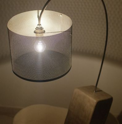 Lampe à poser - modèle Arcos - Tadelakt Ombre naturelle / Acier - 65 cm