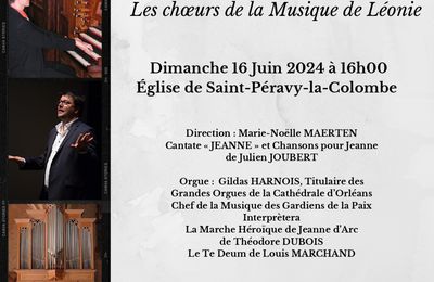 Concert Orgue et Voix le dimanche 16 juin 2024 à 16 h en l’église de Saint-Péravy la Colombe.  Organisation Les Amis de l’Orgue