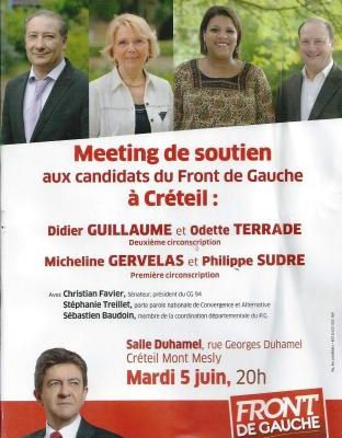 Meeting du Front de Gauche à Créteil le 5 juin