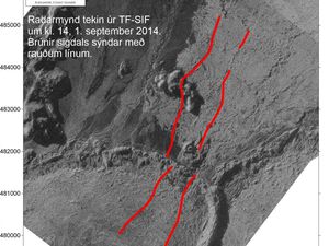 Images radar du graben (rift) - un clic pour agrandir - doc. University of Iceland