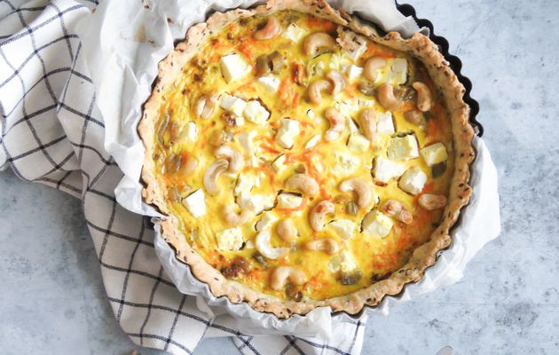 Quiche aux carottes, échalotes et feta