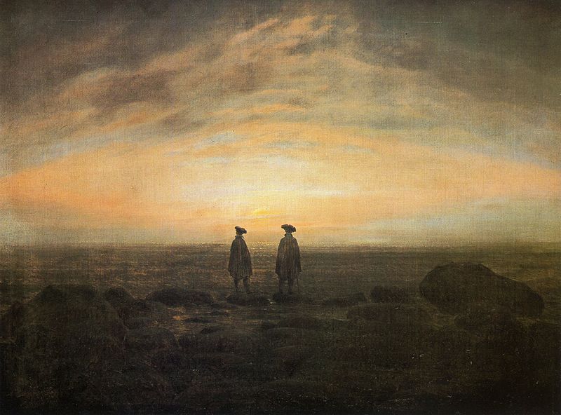 David Friedrich, Deux hommes au bord de la mer, Lever de lune sur la mer, La femme à la fenêtre