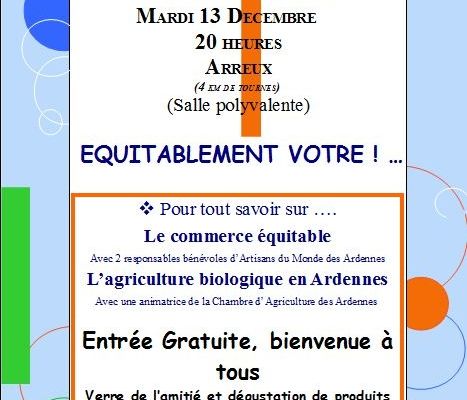 Mardi 13 décembre 20h00 Réunion d'info Familles Rurales d'Arreux
