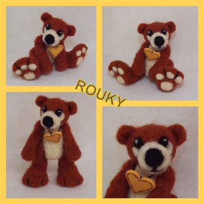 ADOPTE Rouky ours en laine cardée