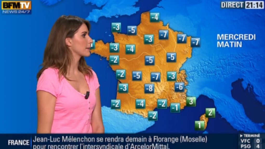 2012 12 11 - FANNY AGOSTINI - BFM TV - LA METEO @21H15