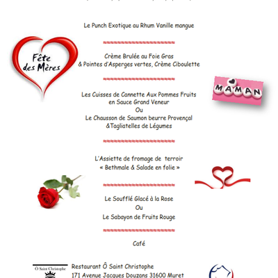 Menu Fête des mères