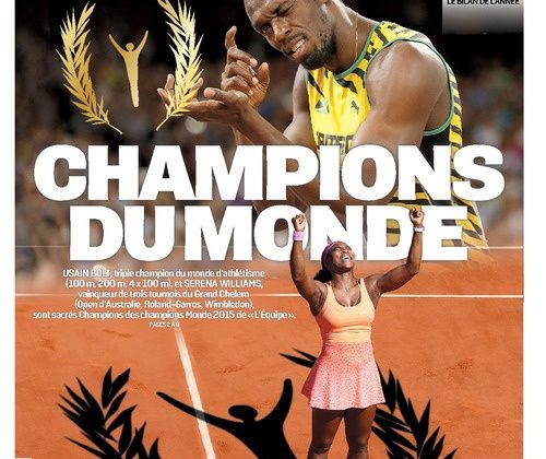 Bolt et Williams Champions des champions Monde 2015 de L’Équipe.
