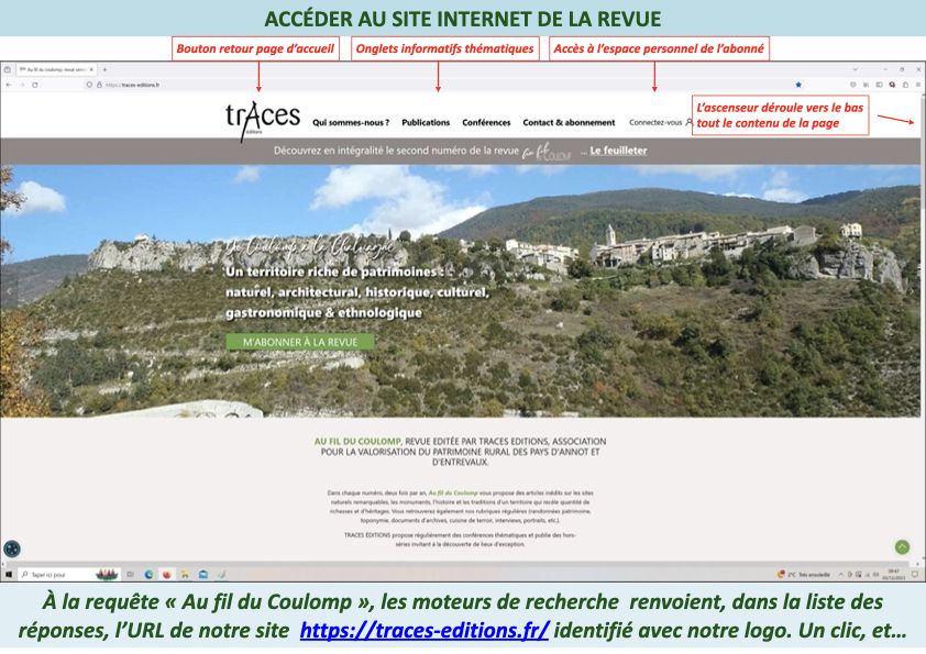 &quot;Traces Éditions&quot; : un site web pour faciliter l'accès à la revue &quot;Au fil du Coulomp&quot;