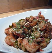 Crevettes et concombre au balsamique