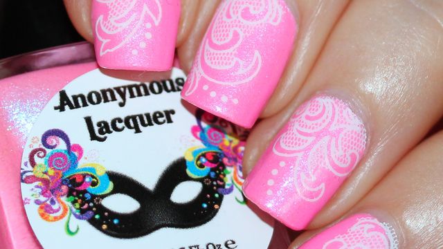 Pastel Neon Pink and White Lace Water Decals