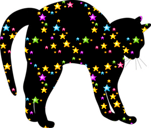 Chat - Etoiles - Gif scintillant - Gratuit