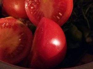 Velouté de Potiron, Poivron vert et Tomates