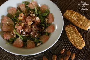 ▲ Salade de boulghour, roquette, amandes et agrumes avec son tartare de saumon ▲