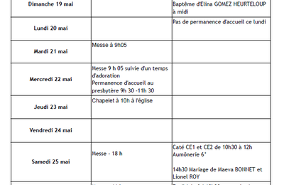 Annonces paroissiales du 18-mai au 26-mai