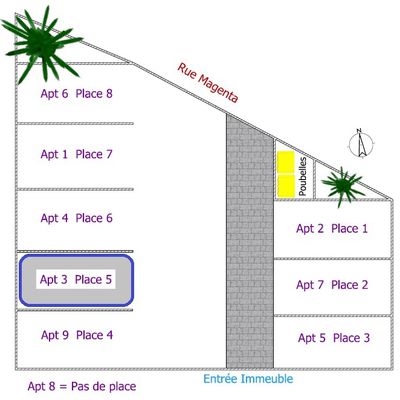 Situation dans la résidence de l'appartement et du parking