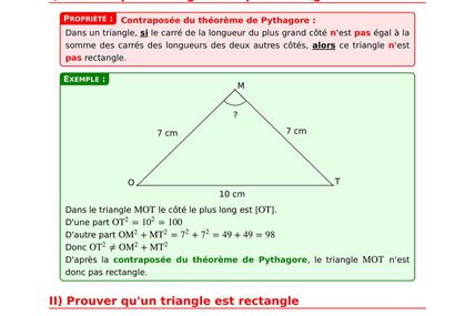 Séquence 11 Réciproque et contraposée du théorème de Pythagore (4F et 4A)