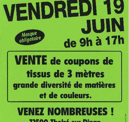 Thoiré-sur-Dinan: vente de coupons de tissus