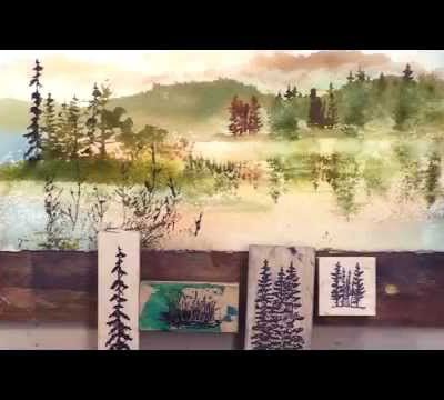 Aquarelle et tampons pour un paysage - Karlyn Holman