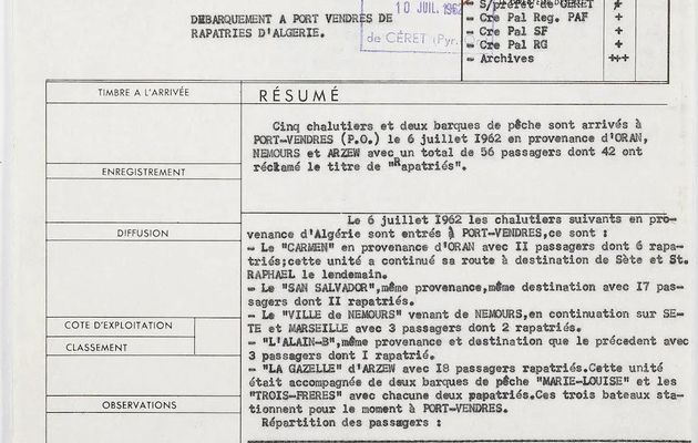 Trésors d’archives : les rapatriés d’Algérie arrivés à Port-Vendres (66)