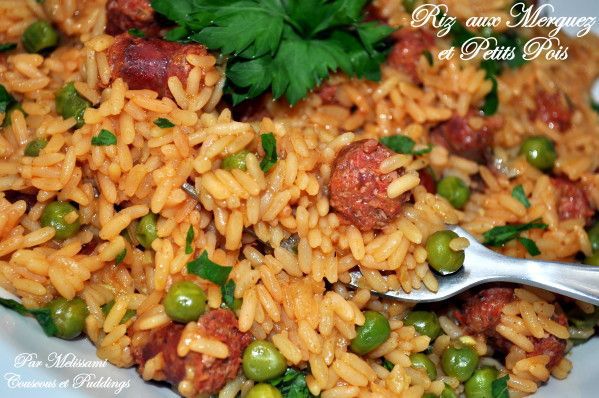 Riz merguez petit pois