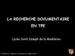 Démarche de recherche documentaire en TPE